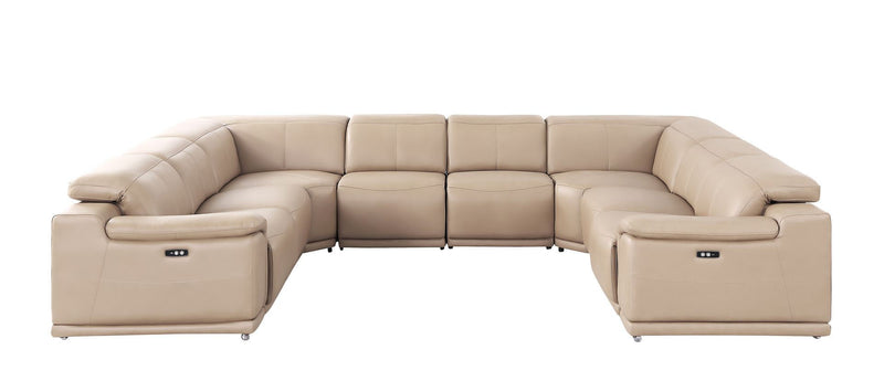 Leather Modular U-Shaped Eight Piece Corner Sectional - Beige