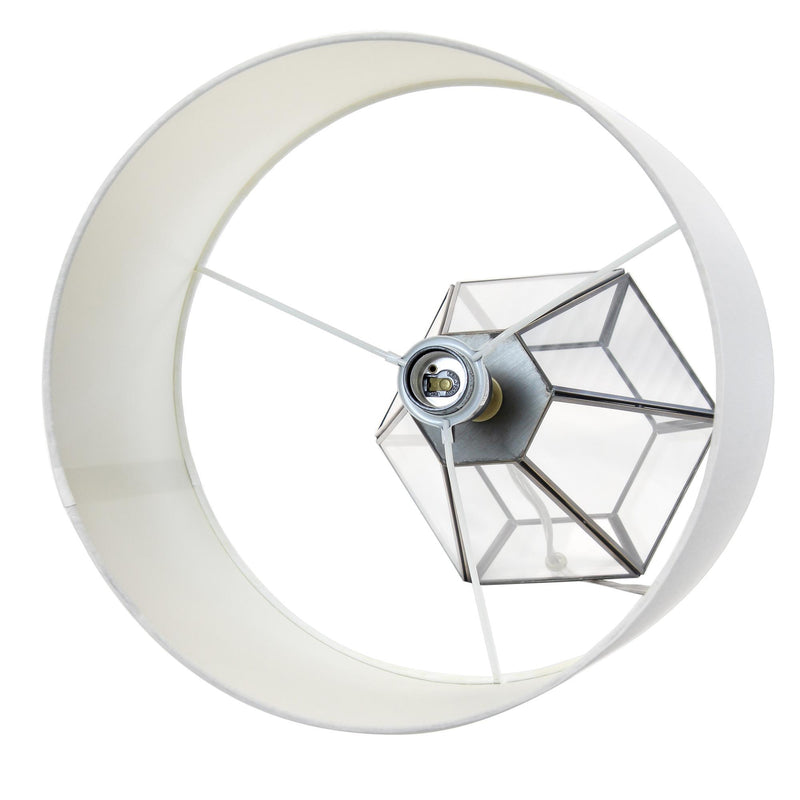 Geometric Table Lamp With Drum Shade - Clear