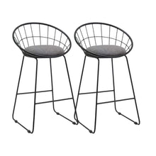 Load image into Gallery viewer, Fabric And Metal Low Back Counter Height Bar Chairs (Set of 2) - Gray And Black
