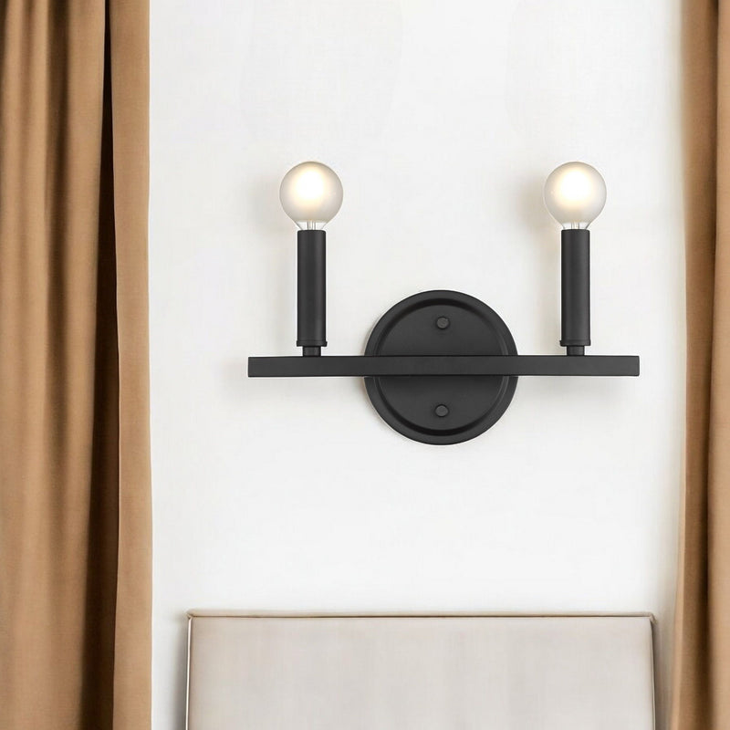 Two Light Wall Sconce - Matte Black