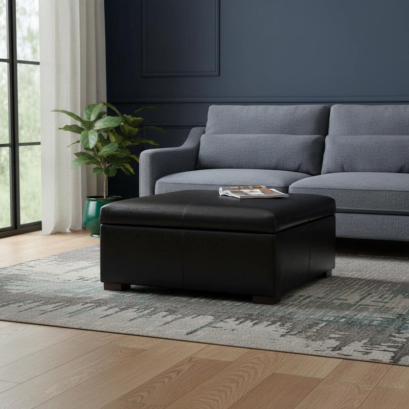 36" Upholstery Storage Ottoman - Walnut / Black