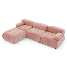 Load image into Gallery viewer, Modular Sectional Sofa, Button Tufted Designed and DIY Combination,L Shaped Couch with Reversible Ottoman, Pink Velvet
