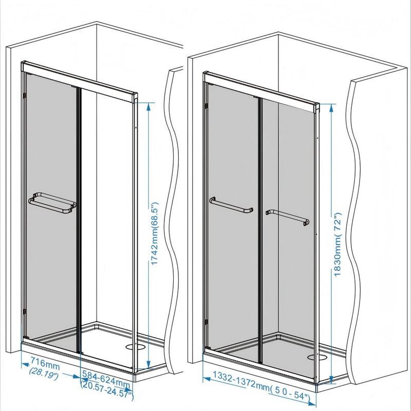 Double Sliding Shower Door With Explosion Proof Film