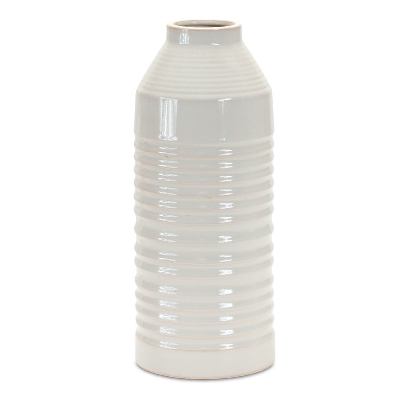 Ribbed Cylinder Table Vase (516240) - White