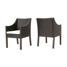 Load image into Gallery viewer, Outdoor Rattan Dining Chair With Straight Legs And Sloped Arms (Sey of 2)
