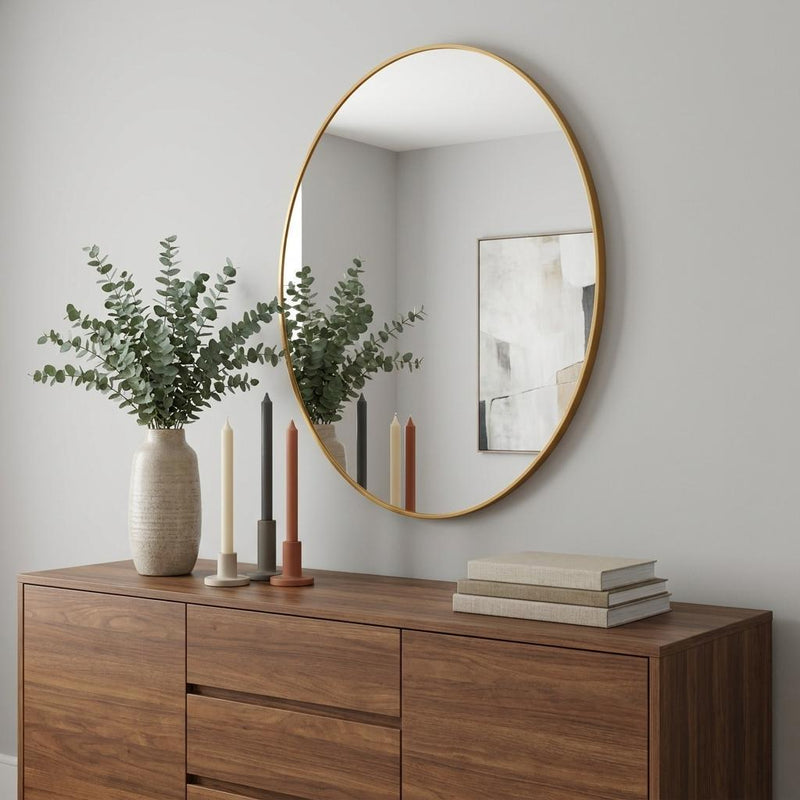 Aluminum Round Framed Bathroom Vanity Mirror (756068) - Gold