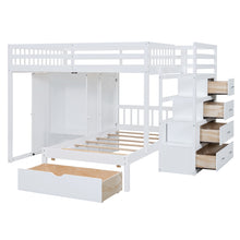 Load image into Gallery viewer, Full Over Twin Bunk Bed with Wardrobe, Drawers, White
