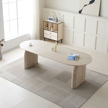 Load image into Gallery viewer, Oval Extendable Dining Table With Dual Pillar Design - Off White
