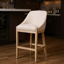Load image into Gallery viewer, 31" Fabric And Solid Wood Bar Height Bar Chair - Beige / Natural
