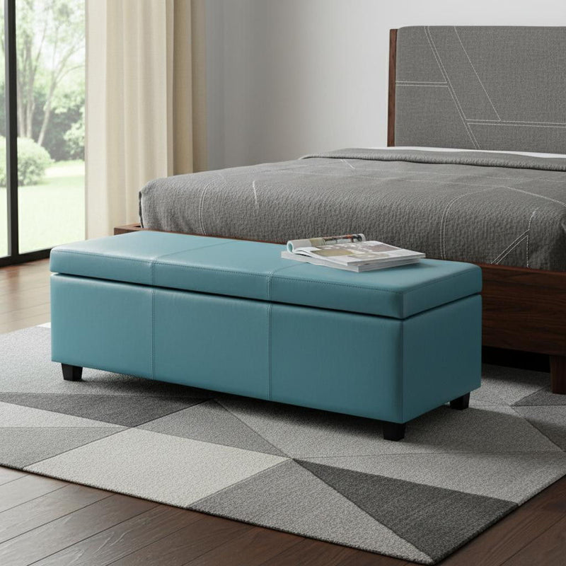 48" Storage Ottoman - Dark Brown / Blue