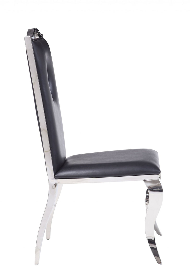 Upholstered Faux Leather Dining Chairs (Set of 2) - Black