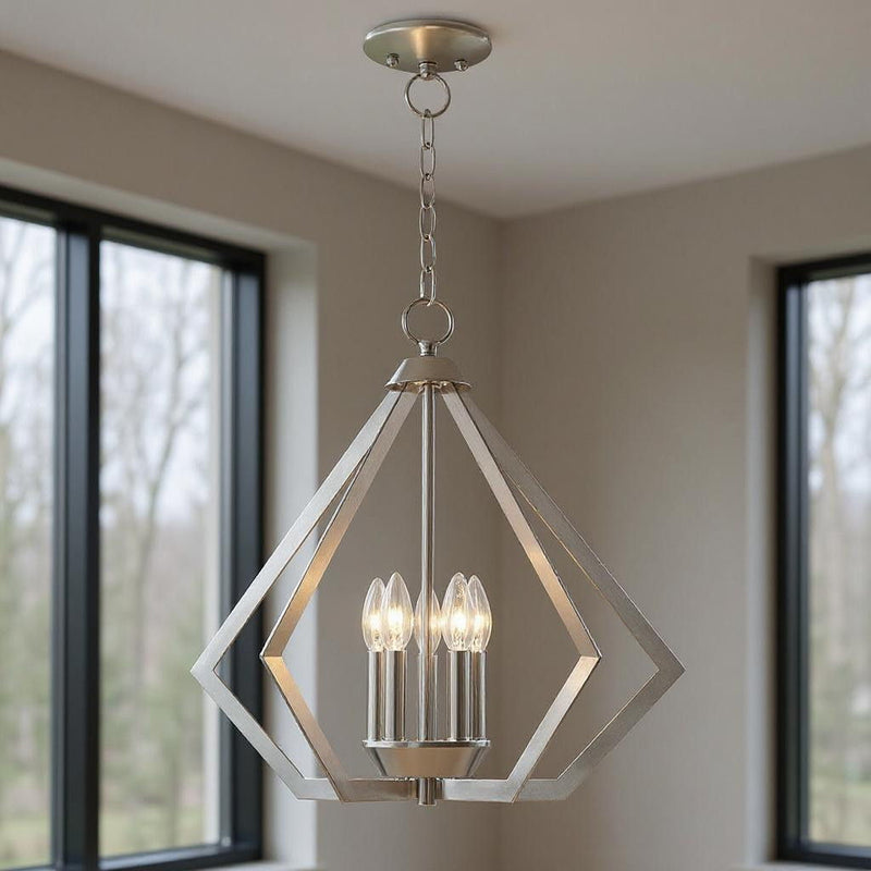 20" Five-Light Dimmable Chandelier With Shades - Nickel