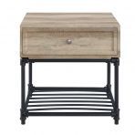 Manufactured Wood And Metal Square End Table With Drawer And Shelf - Sandy Black And Oak