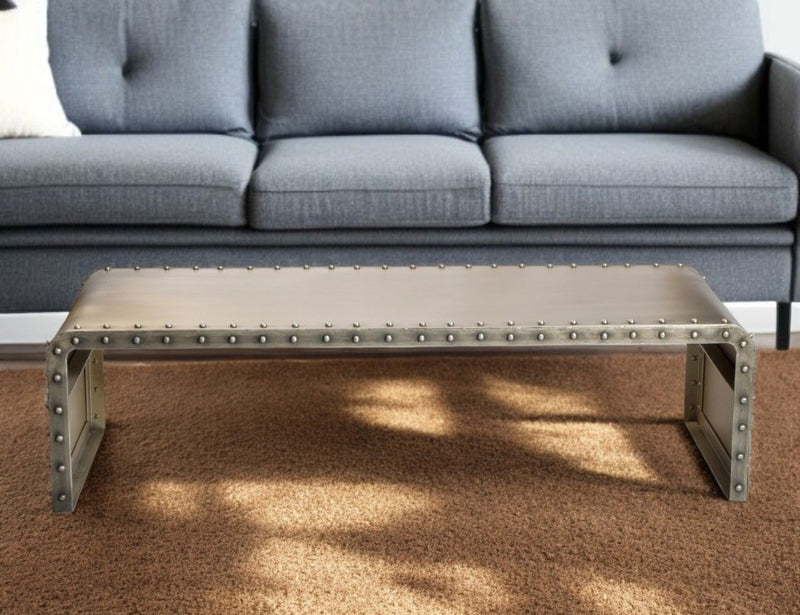 Bench Shaped Metal Coffee Table - Gold