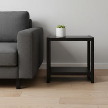 Load image into Gallery viewer, 22" Wood And Metal Frame End Table With Shelf - Black
