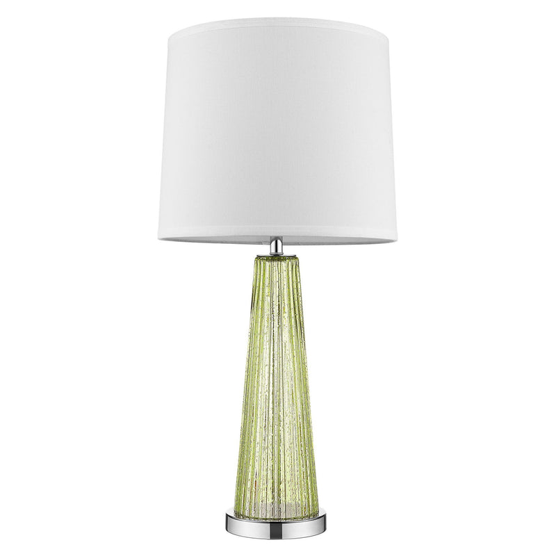 Glass Buffet Lamp With Off-White Empire Shade - Green