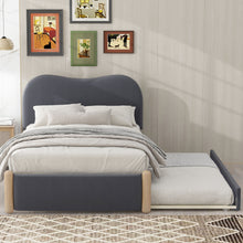 Load image into Gallery viewer, Upholstered Platform Bed With Wood Supporting Feet And Trundle
