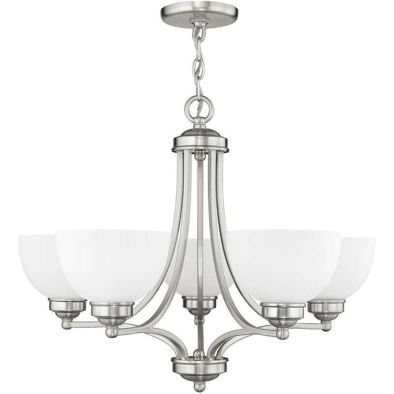 20'' Five-Light Dimmable Chandelier With Shades - Nickel