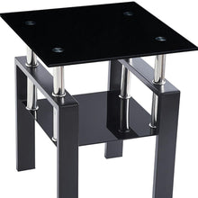 Load image into Gallery viewer, Glass Metal Square End Tables With Shelf - Black
