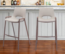 Load image into Gallery viewer, Steel Low Back Bar Height Bar Chairs (Set of 2) - Beige And Brown
