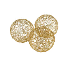 Load image into Gallery viewer, Wire Five Inch Decorative Orbs (Set of 3) - Gold
