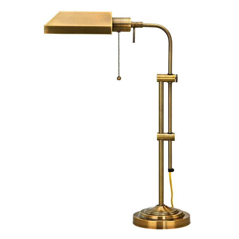 Metal Adjustable Table Lamp With Antiqued Brass Rectangular Shade - Bronze