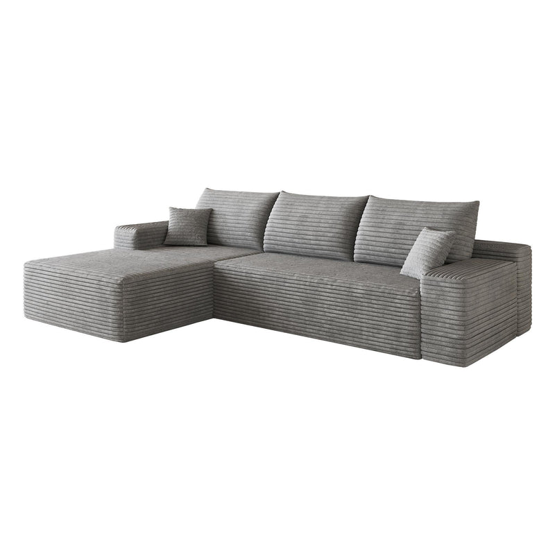 Corduroy Modular L Shaped Sofa And Chaise Sectional (762628) - Gray