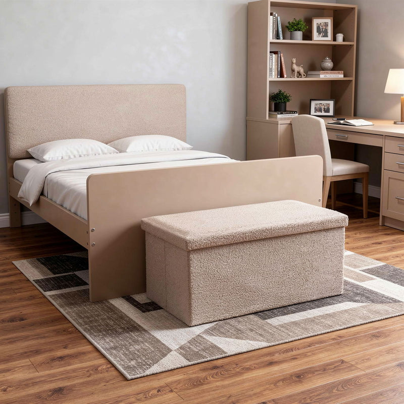 30" Boucle Storage Ottoman - Taupe