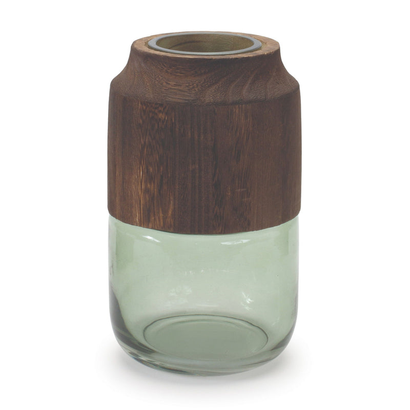Cylindrical Table Vase With - Brown / Sage