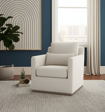 Load image into Gallery viewer, 30" Contemporary Fabric Swivel Club Chair And Toss Pillow - Cream
