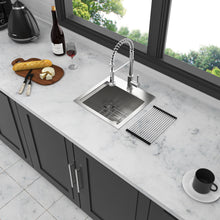 Load image into Gallery viewer, Modern Stainless Steel 15" Drop In Kitchen Sink Workstation With Accessories - Brushed Nickel
