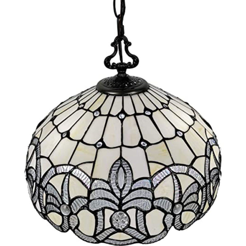 8'' Unique Statement Two Light Glass Dimmable Chandelier With Shades - Black / White