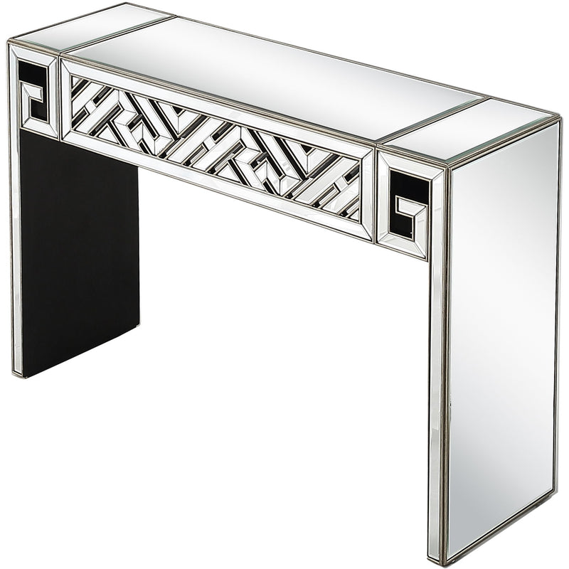 Mirrored Glass Sled Console Table - Silver And Gold And Silver