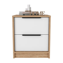 Load image into Gallery viewer, 19" Two Drawer Faux Wood Nightstand - Light Brown / White

