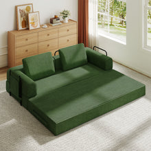 Load image into Gallery viewer, Convertible Sleeper Sofa Bed With Cylindrical Pillow, Fixed Shape Frame
