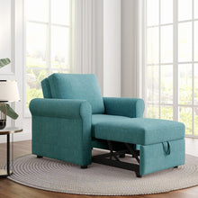 Load image into Gallery viewer, Modern 3 In 1 Convertible Sleeper Chair Bed, Linen Upholstery, Adjustable Backrest
