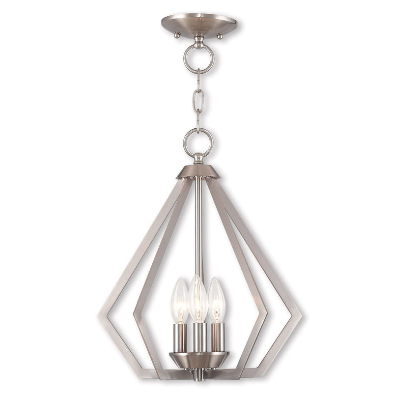 16" Three-Light Dimmable Chandelier With Shades - Nickel