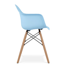 Load image into Gallery viewer, Heavy Duty Plastic Solid Wood Dining Arm Chair - Blue
