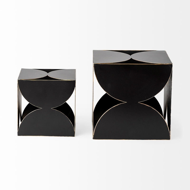 Contemporary Geo Cube Sculpture (392475) - Black