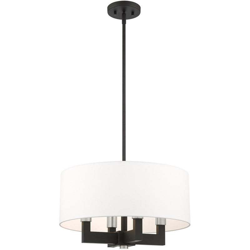 19'' Four Light Dimmable Chandelier With Shades - Black