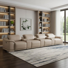 Load image into Gallery viewer, 175" Leather Reclining USB Sofa - Beige

