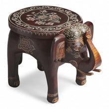 Load image into Gallery viewer, Hand Painted Floral 3D Elephant End Table - Warm Brown
