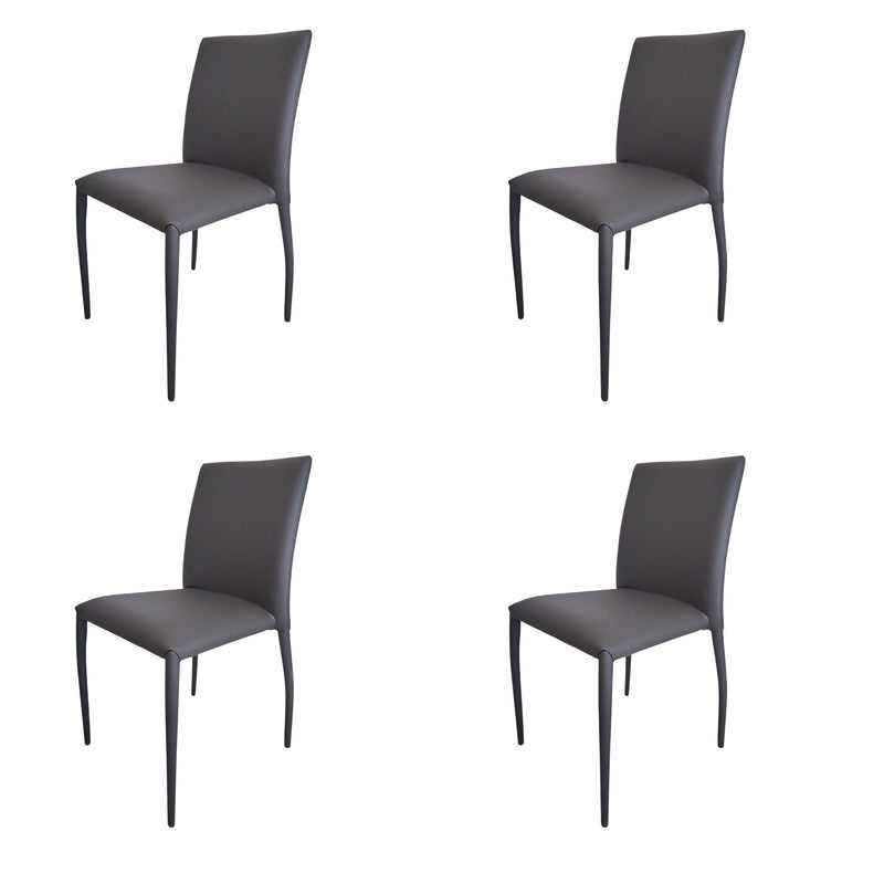 Upholstered Faux Leather Dining Side Chairs (Set of 4) - Gray