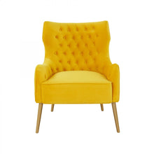 Load image into Gallery viewer, Gold Solid Color Arm Chair - Yellow Velvet And
