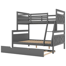 Load image into Gallery viewer, Twin over Full Bunk Bed with Ladder, Twin Size Trundle, Safety Guardrail, Gray(Old SKU:SM000208AAE-1)
