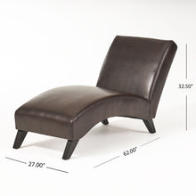Load image into Gallery viewer, Upholstered Leather Chaise Lounge With Curved Design - Brown
