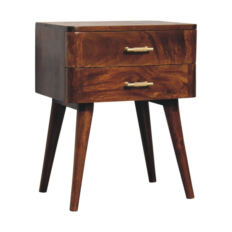 23" Solid Wood Two Drawer Nightstand - Chestnut