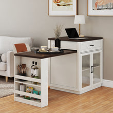 Load image into Gallery viewer, Extendable Kitchen Island With Slide Out Table And Storage Racks For 2 - 6 Person, Power Outlet, Bar, Prep Station - Creamy White / Walnut
