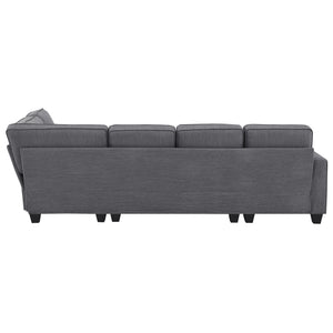 [VIDEO provided] [New] 104.3*78.7" Modern L-shaped Sectional Sofa,7-seat Linen Fabric Couch Set with Chaise Lounge and Convertible Ottoman for Living Room,Apartment,Office,3 Colors