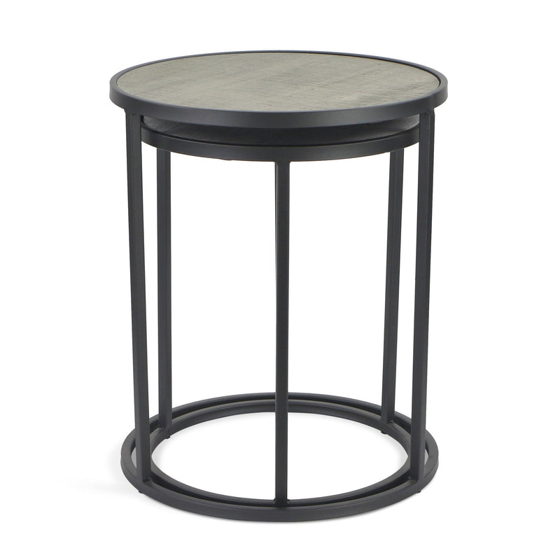 Solid Wood Round Nested Tables (Set of 2) - Dark Gray And Light Gray